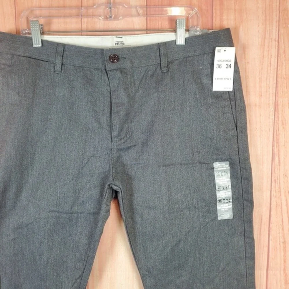 Dockers Modern Khaki Mens Tapered Pants 36X34 Gray Heather Cotton Slash Pockets‎